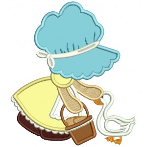 Sunbonnet Doll With a Goose Applique Machine Embroidery Design Digitized